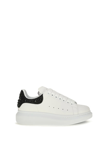 Alexander Mcqueen Oversized Sneakers with suede heel and crystal details - Sand