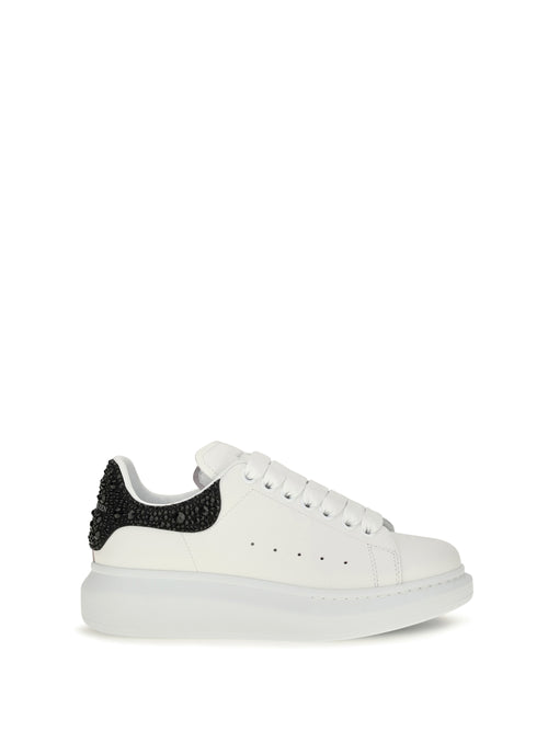 Alexander Mcqueen Oversized Sneakers with suede heel and crystal details - Sand