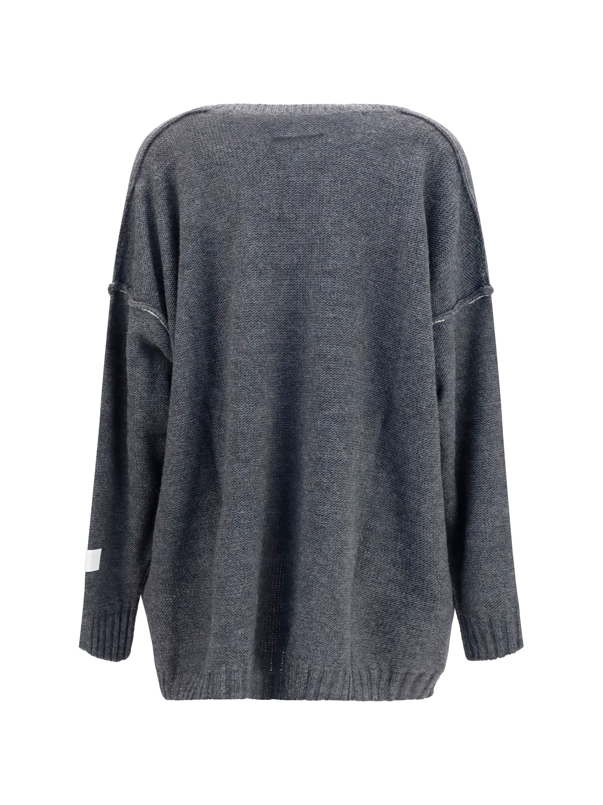 MM6 Maison Margiela Oversized V-neck Sweater - Grey Melange