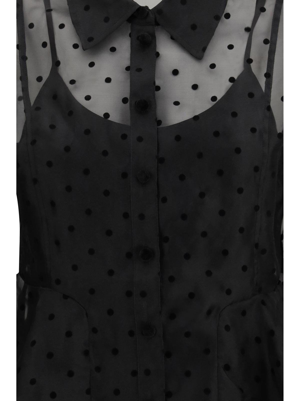 Ganni Polka dot organza Shirt - Black