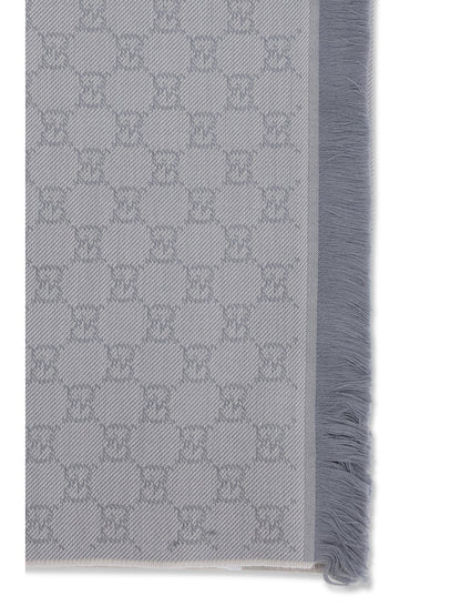 Gucci GG Supreme embroidered wool Scarf - Shell/Sky Blue