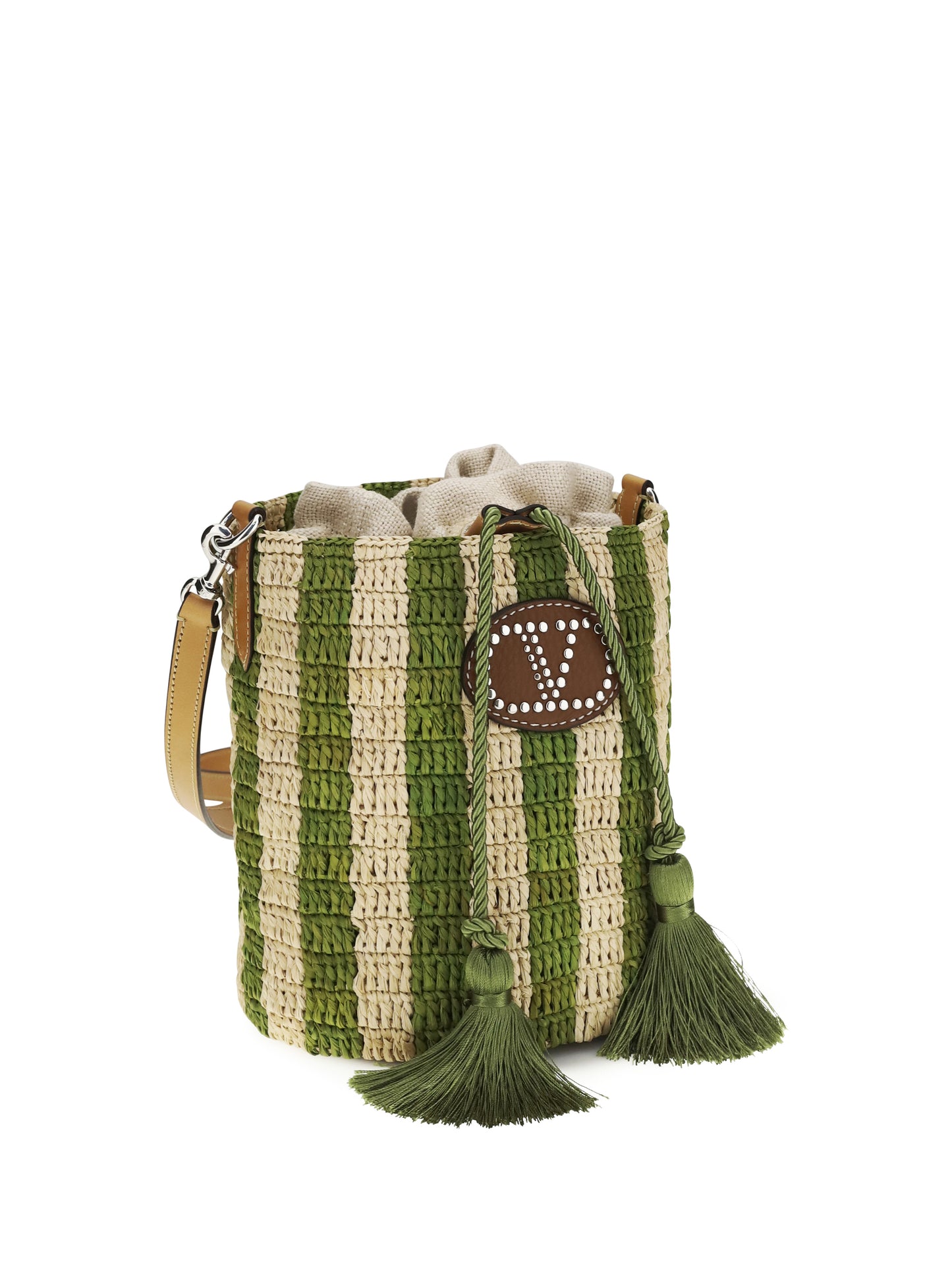 VALENTINO GARAVANI Striped raffia Bucket Bag