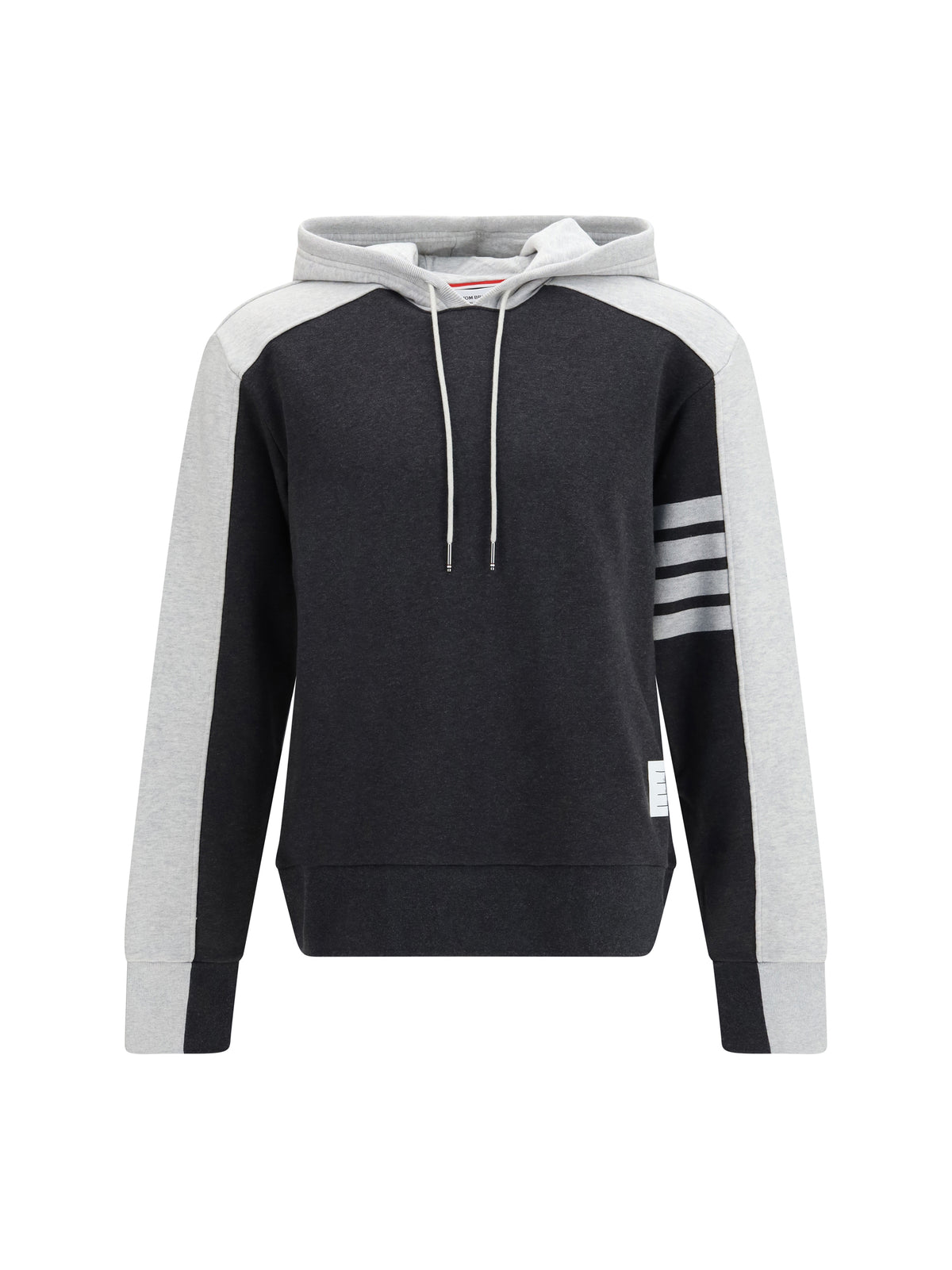 Thom Browne Loopback Colorblock Hooded Sweatshirt - Dark Grey / Pale Grey
