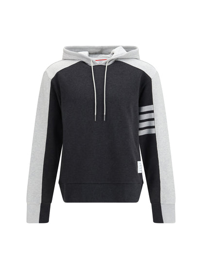 Thom Browne Loopback Colorblock Hooded Sweatshirt - Dark Grey / Pale Grey
