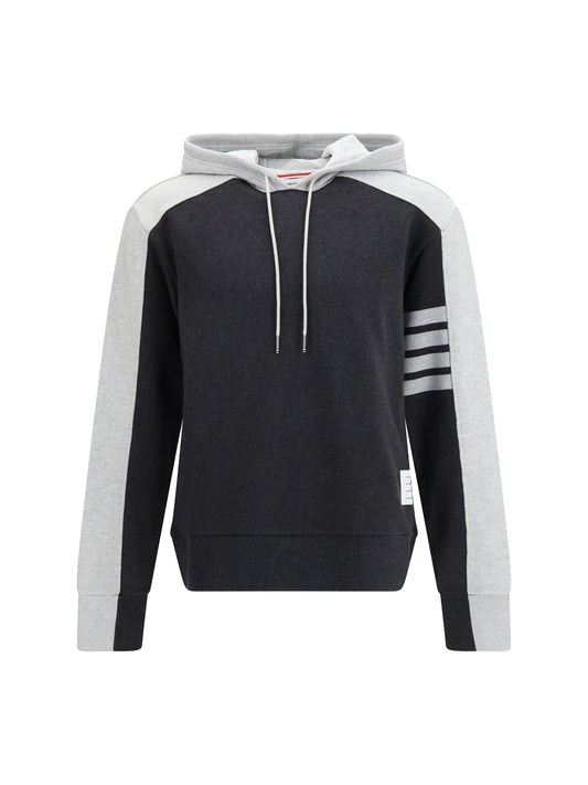 Thom Browne Loopback Colorblock Hooded Sweatshirt - Dark Grey / Pale Grey