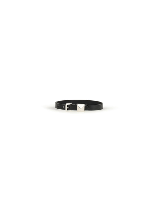 VALENTINO GARAVANI Leather Bracelet with a single Rockstud