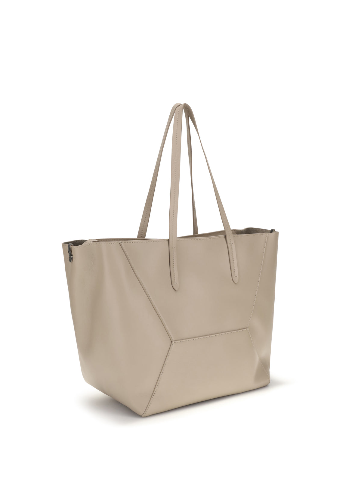 Brunello Cucinelli Leather Tote Bag - Moonbeam
