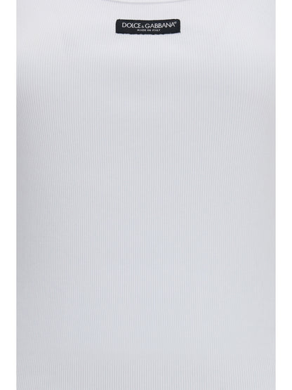 Dolce & Gabbana Ribbed Logo Tank Top - White Ottico