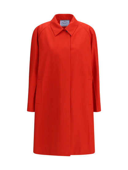 Prada Cotton gabardine Coat with classic collar - Red