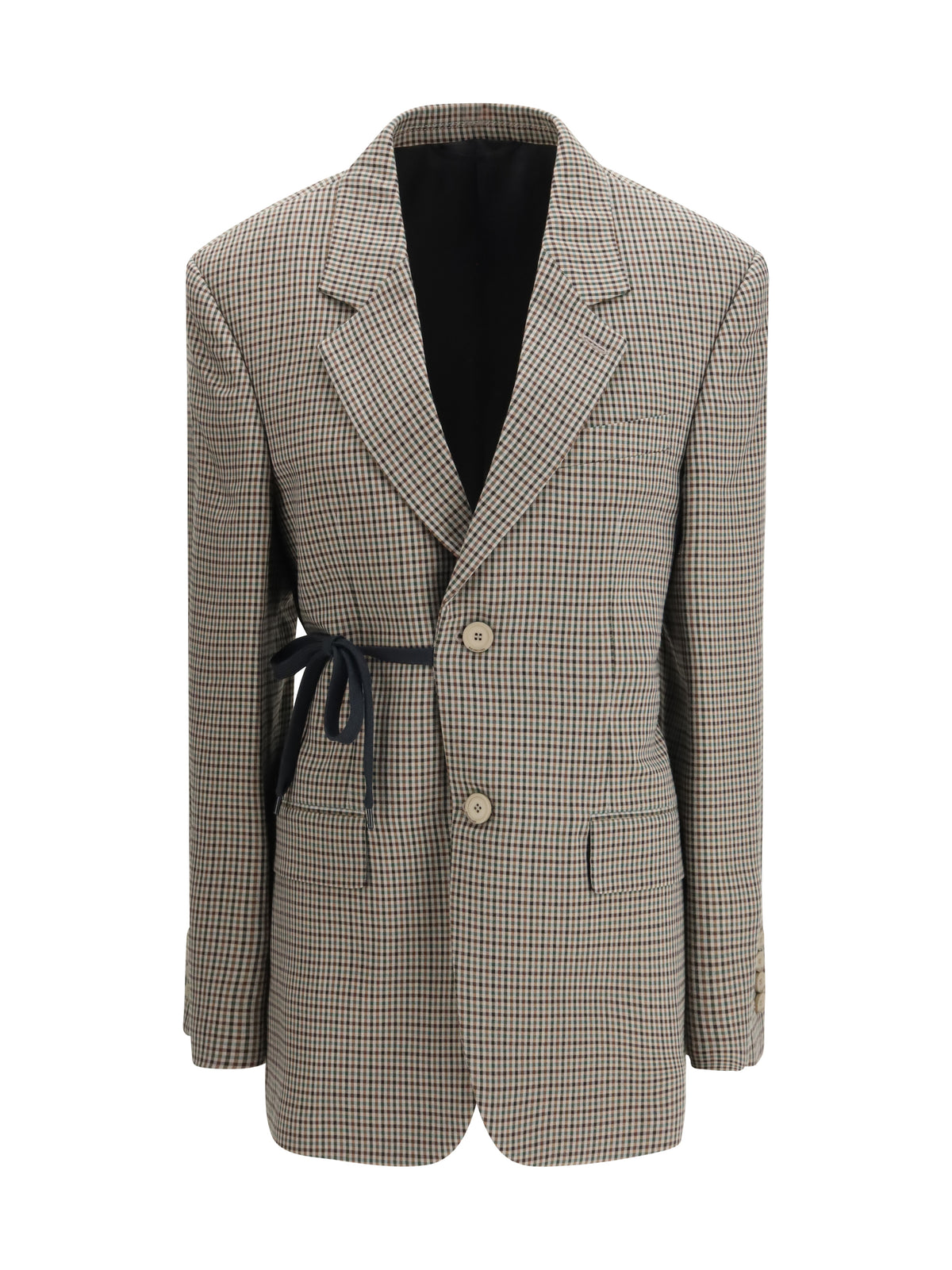 Balenciaga Single-breasted Vichy Jacket - Khaki/Brown