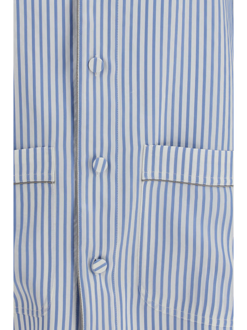 Tom Ford Striped Silk PJ Shirt - Sky Blue/Off White
