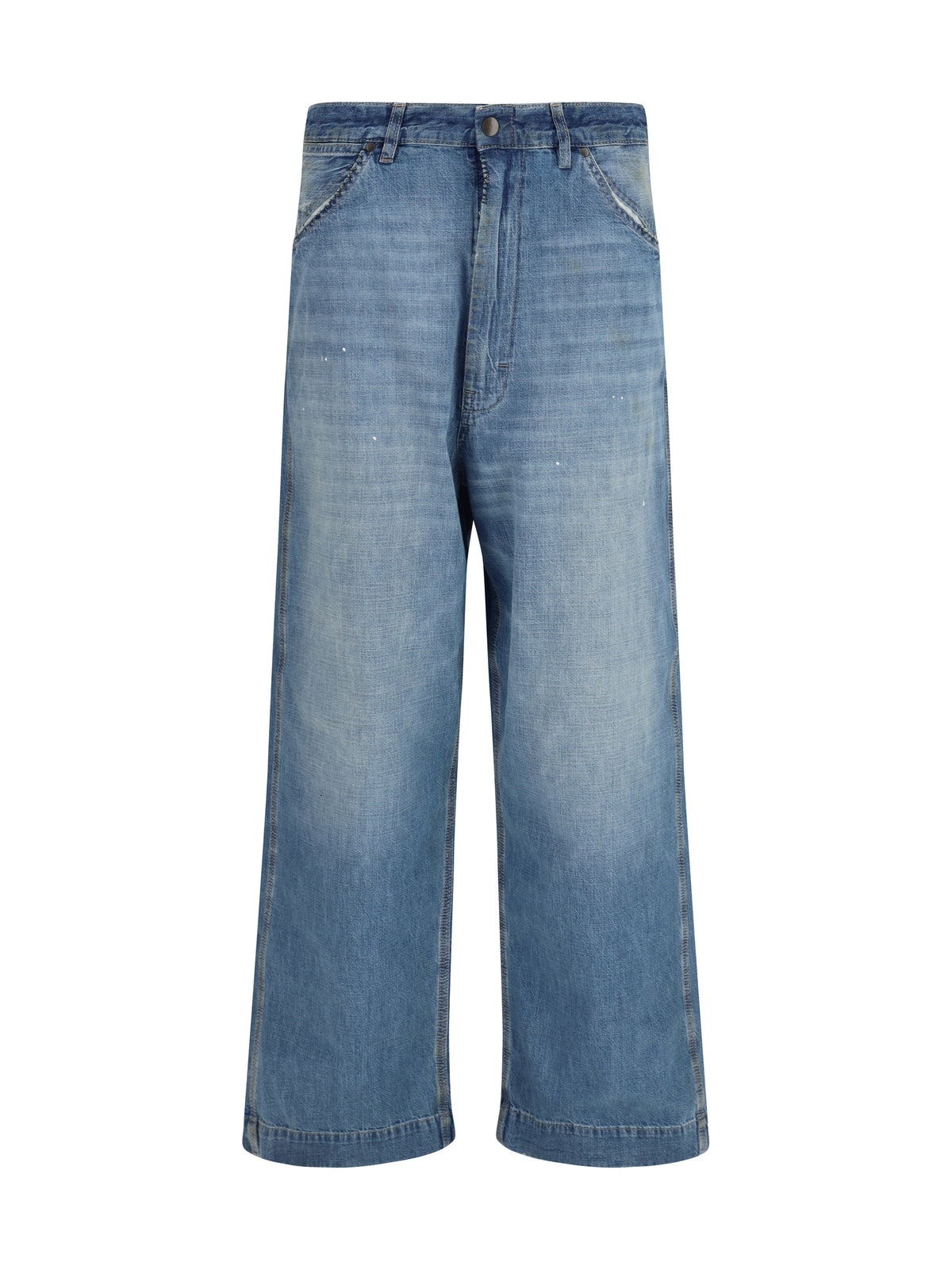 Maison Margiela Patchwork-detail wide leg Jeans - Medium Blue Vintage
