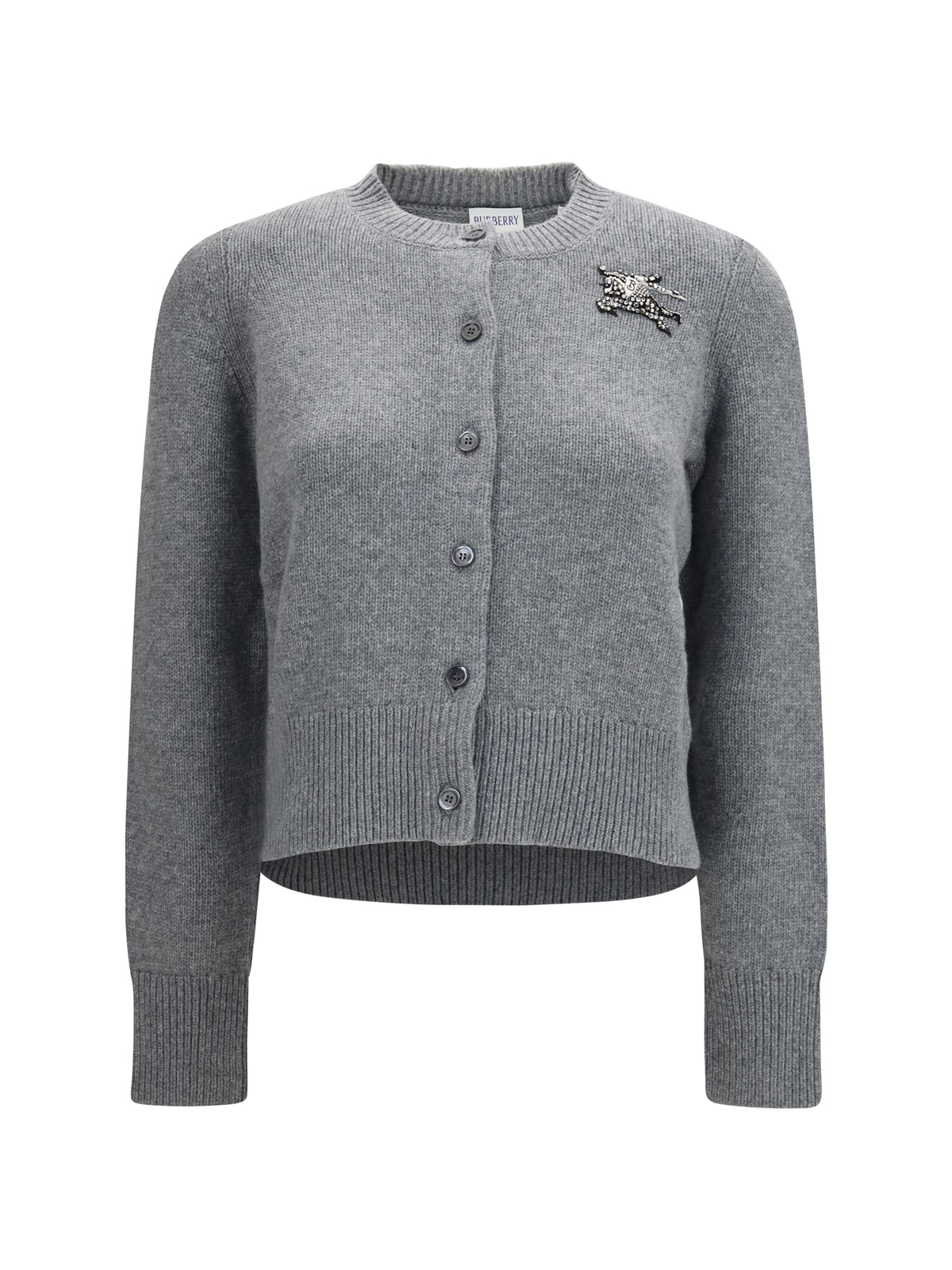 Burberry Wool and cashmere Equestrian Knight logo Cardigan - Grey Melange