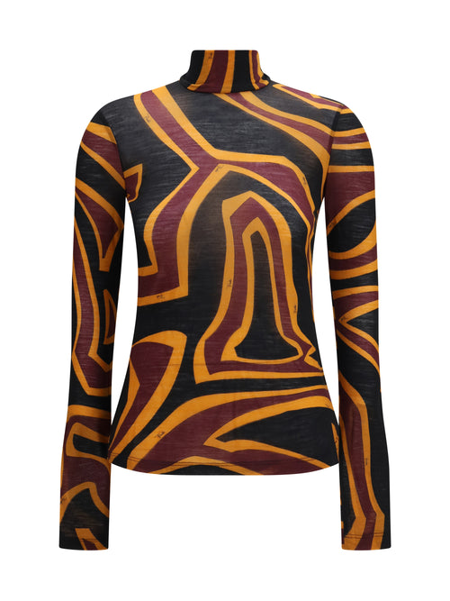 Pucci Fiammato Wool Jersey Top - Burgundy Gold