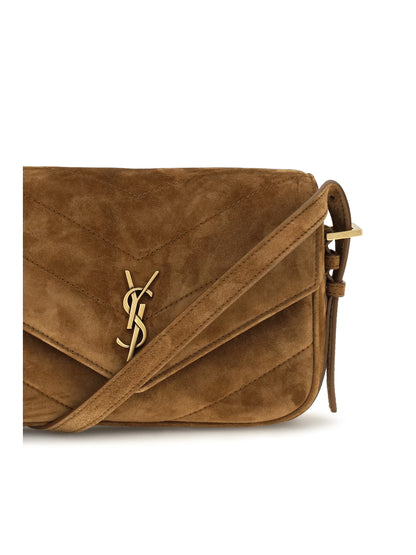 Saint Laurent Small LouLou matelassé suede Shoulder Bag - Orange Caramel Cogn