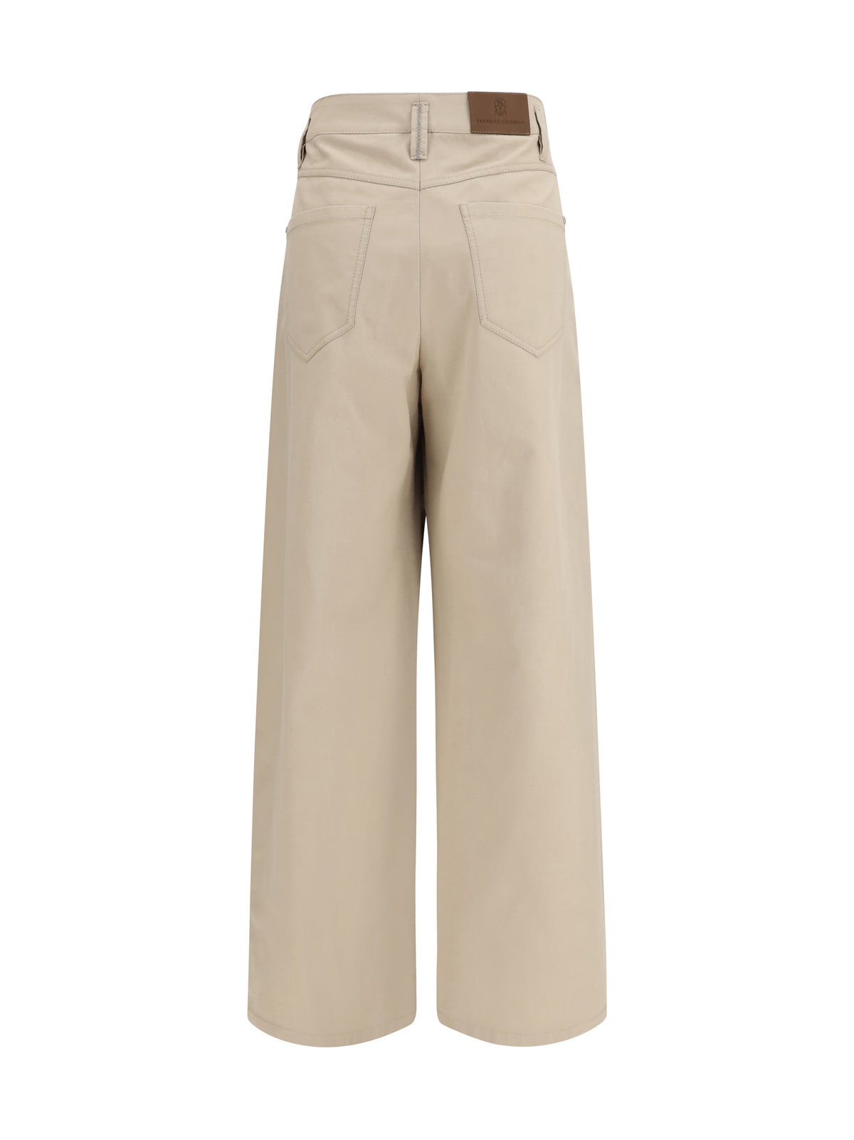 Brunello Cucinelli Wide-leg cotton Pants with monili - Sandshell