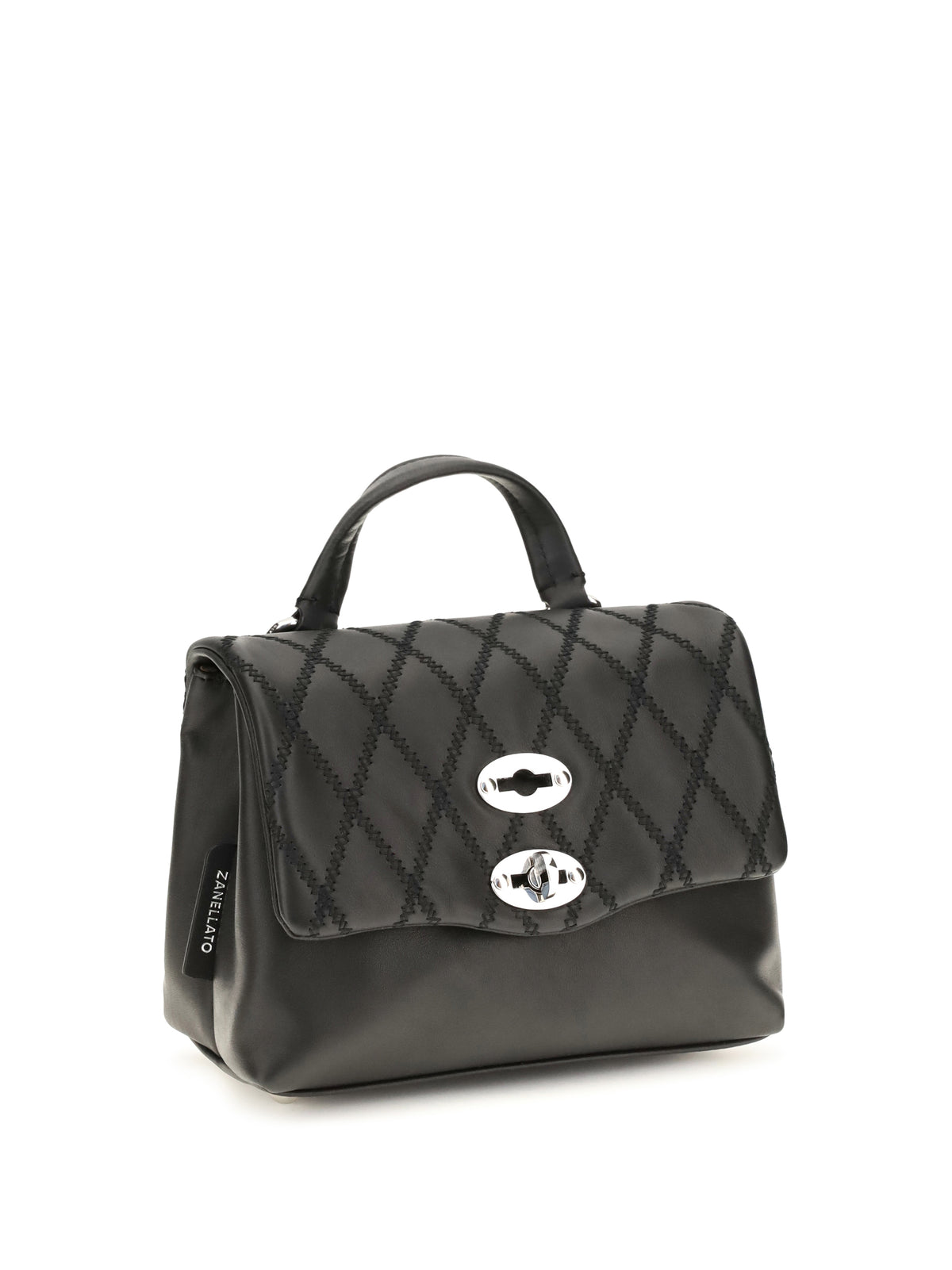 Zanellato Mini Postina Tramè leather Top Handle Bag - Black Riso Venere
