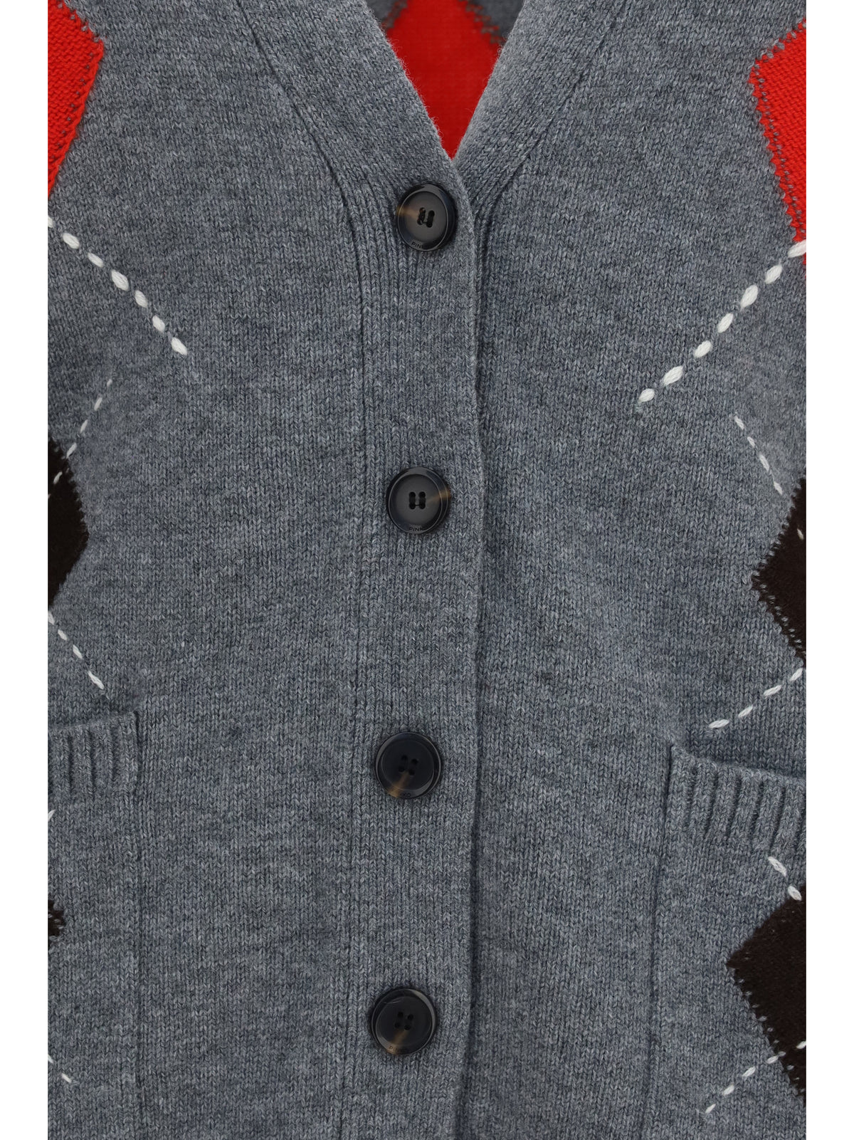 Pinko Bristol wool and cashmere diamond Cardigan - Grey/Brown