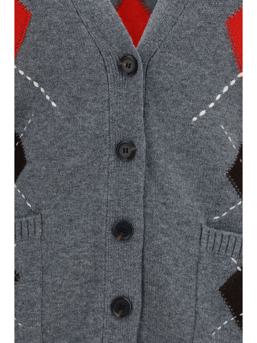 Pinko Bristol wool and cashmere diamond Cardigan - Grey/Brown