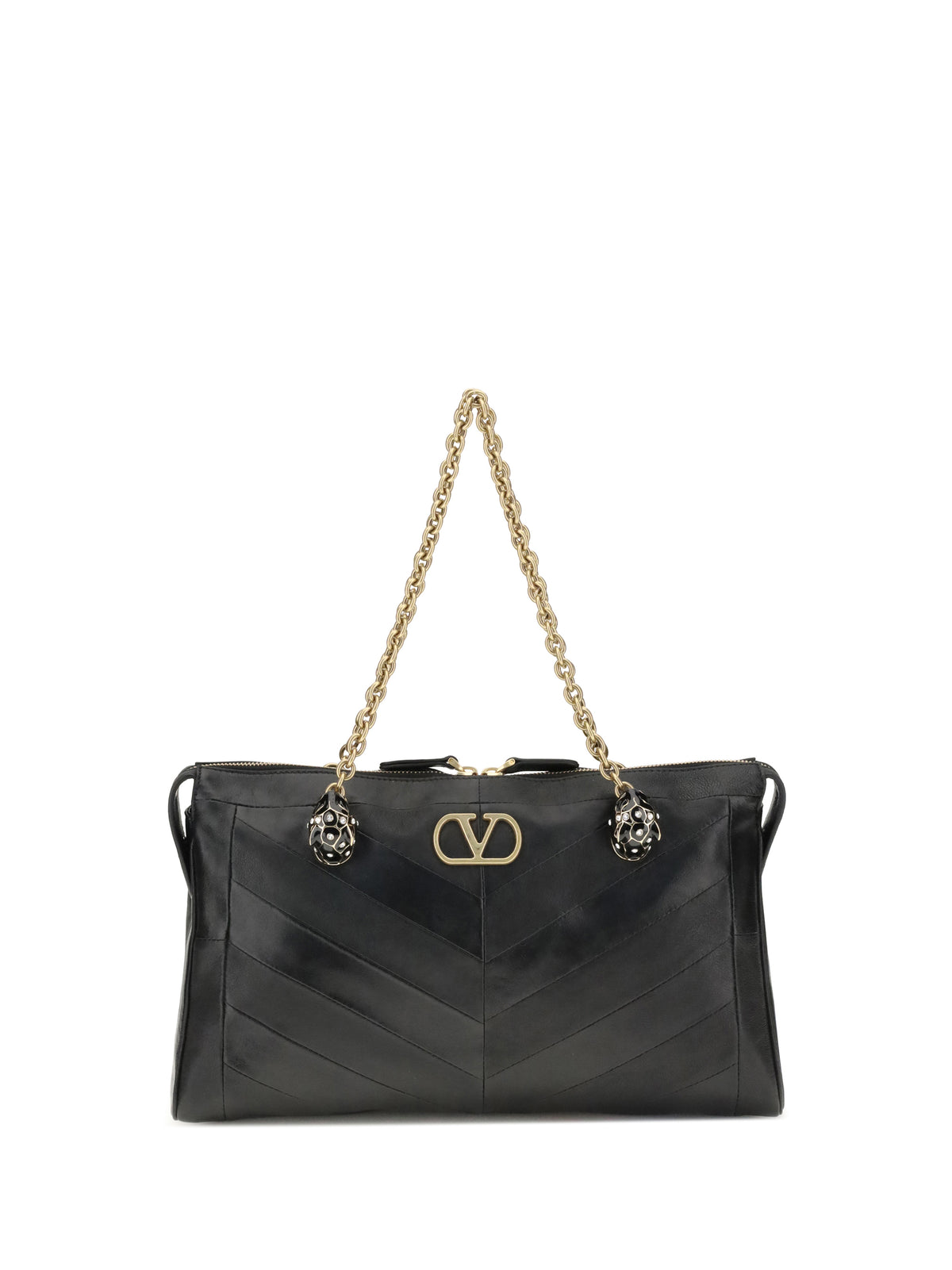Valentino Garavani Panthea Chevron medium Shoulder Bag r - Black
