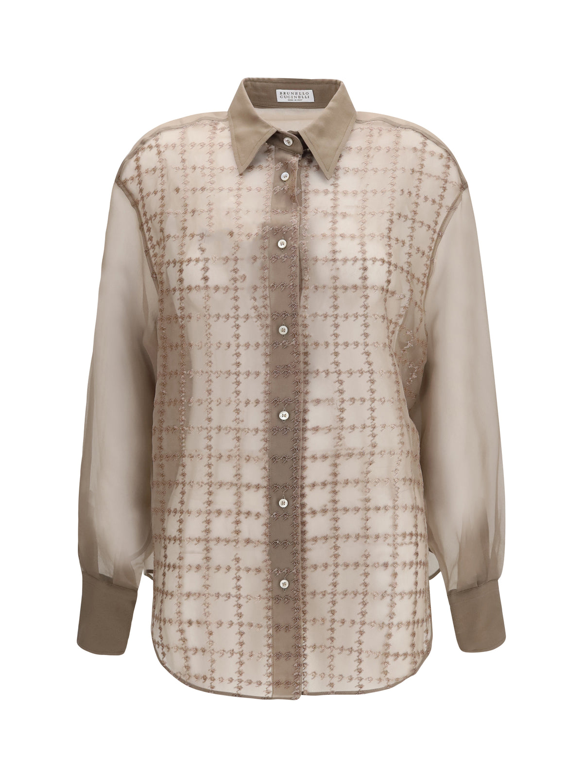 Brunello Cucinelli Sheer checked Shirt - Rope