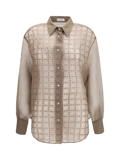 Brunello Cucinelli Sheer checked Shirt - Rope