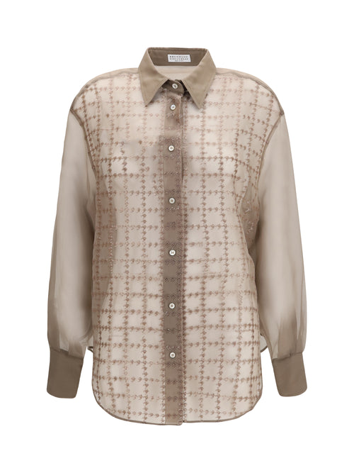 Brunello Cucinelli Sheer checked Shirt - Rope