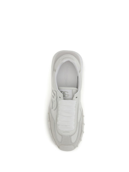 Dolce & Gabbana Athletic fabric and leather Sneakers - White/Ice