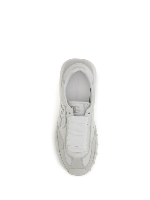 Dolce & Gabbana Athletic fabric and leather Sneakers - White/Ice