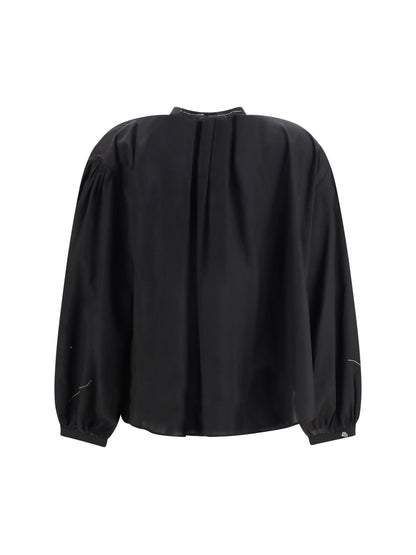 Forte_forte Fleurs d’Orient embroidered voile bohemian Shirt - Black