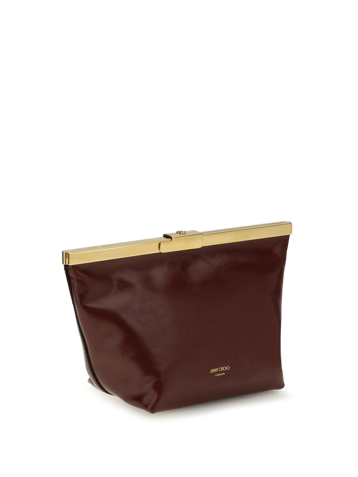 Jimmy Choo Ganache Leather Biker Clutch - Cherry/Gold