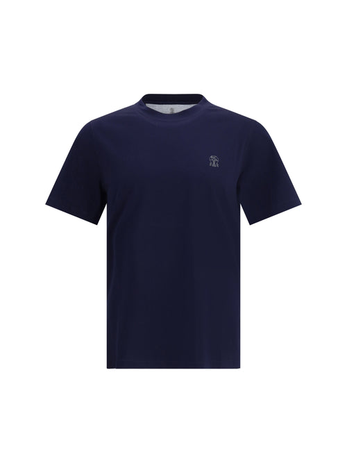 Brunello Cucinelli Logoed T-shirt - Cobalto+Grigio Medium