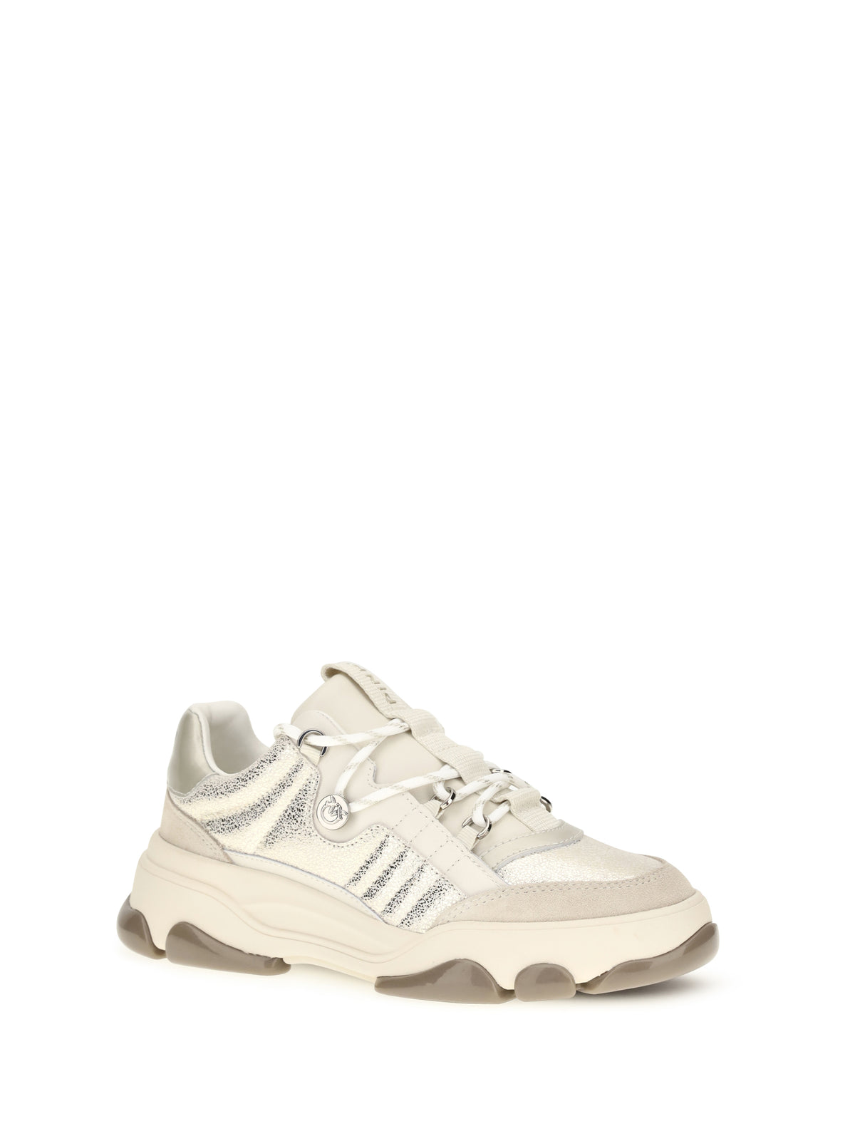 Pinko Athena leather Sneakers with sequin details - Platinum