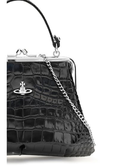 Vivienne Westwood Granny Frame crocodile effect Handbag - Black