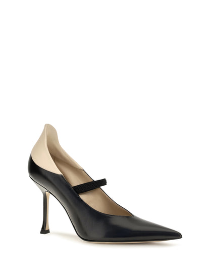 Fendi Two-tone calfskin Pumps - Nero+Rafia