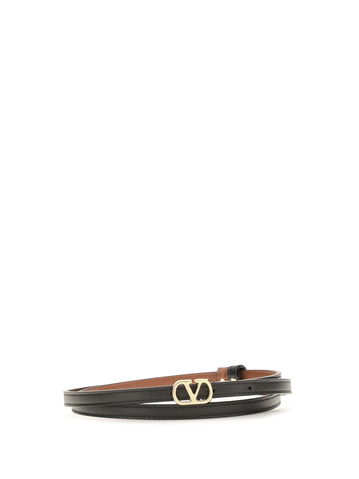 Valentino Garavani Reversible VLogo Signature glossy calfskin Belt - Black/Deep Caramel