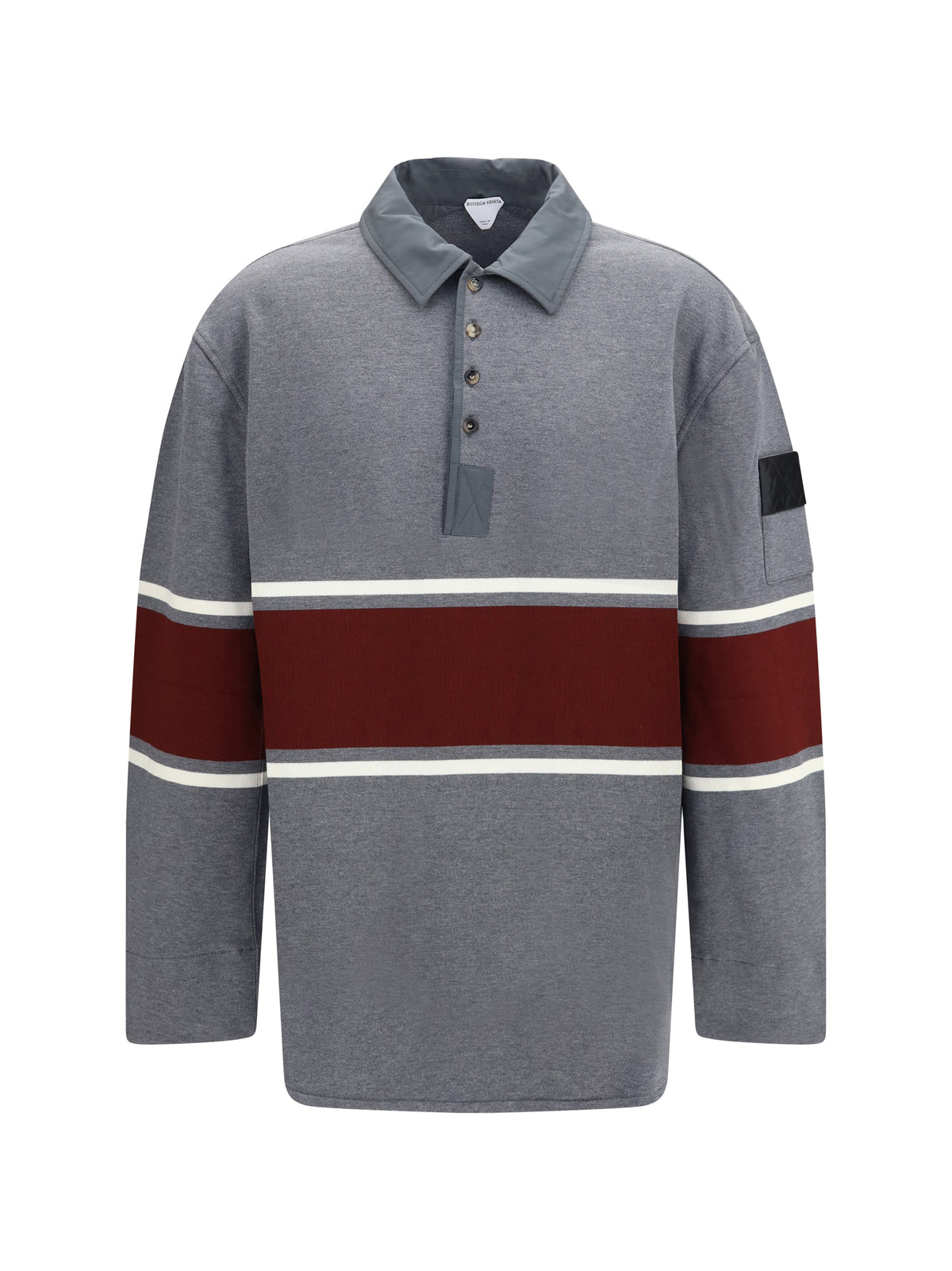 Bottega Veneta Oversized cotton striped Polo Shirt - Grey/Beige/Barolo