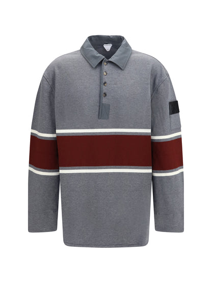 Bottega Veneta Oversized cotton striped Polo Shirt - Grey/Beige/Barolo