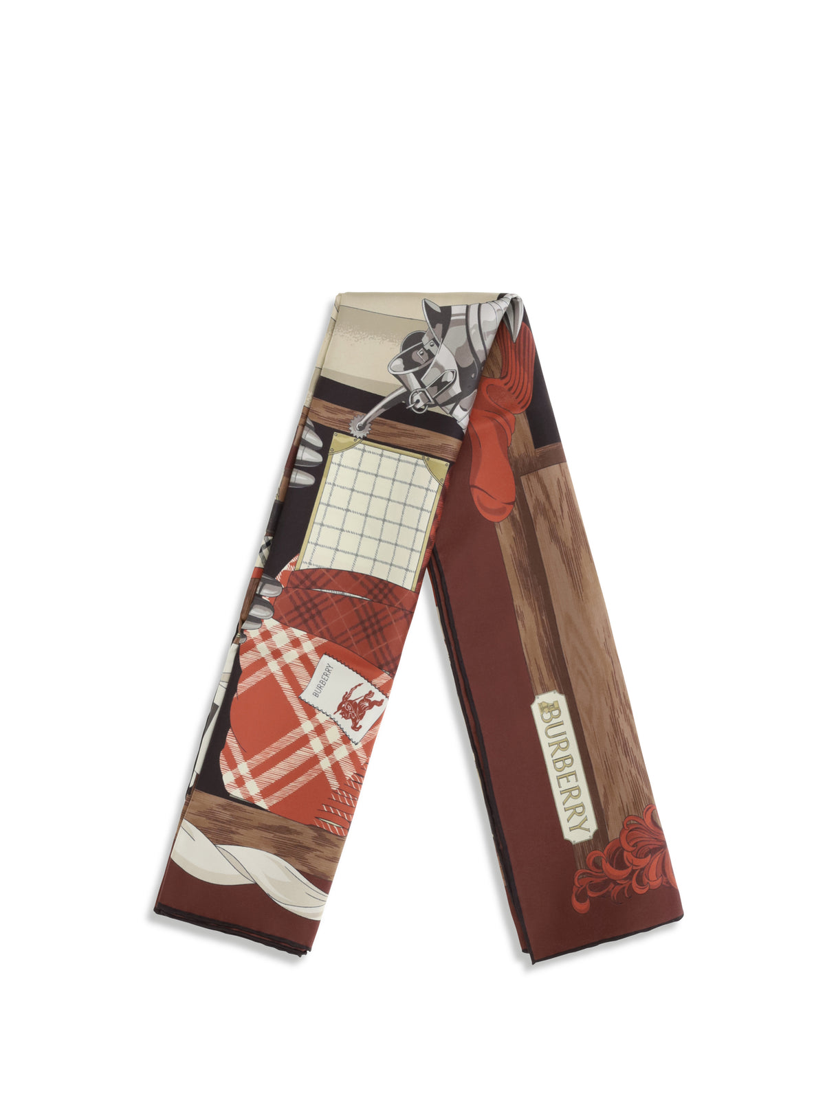 Burberry Silk Wardrobe Print Scarf - Oxblood