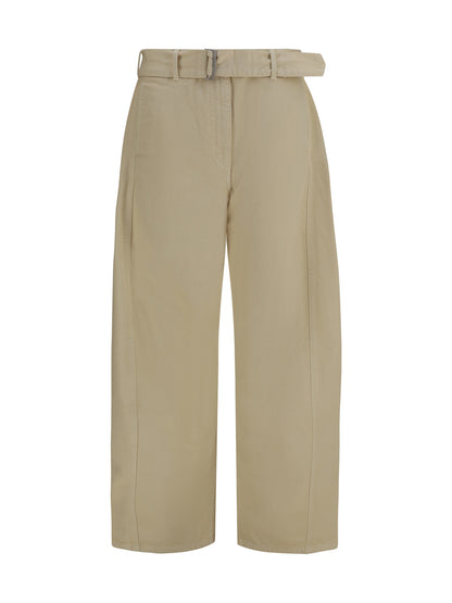 Magda Butrym Wide-leg denim Pants with belt - Beige