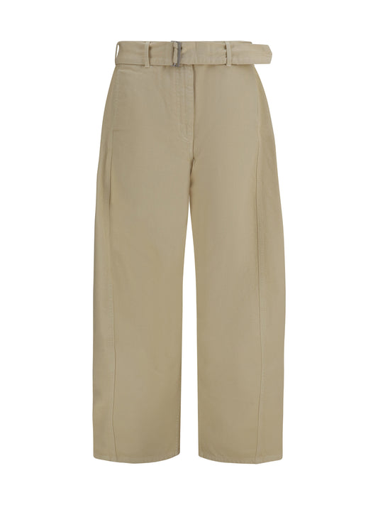 Magda Butrym Wide-leg denim Pants with belt - Beige