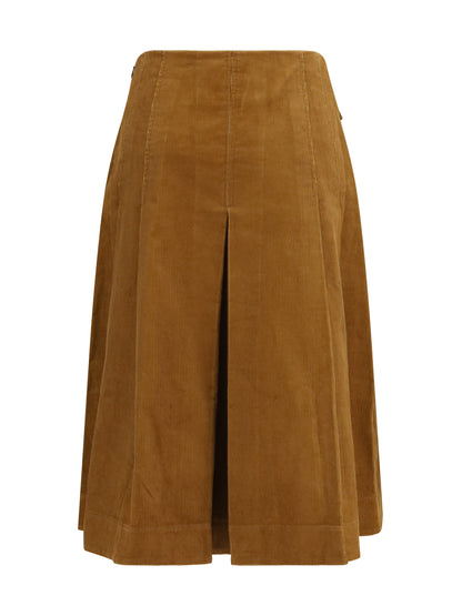 Tory Burch Corduroy pleated Skirt - Terracotta
