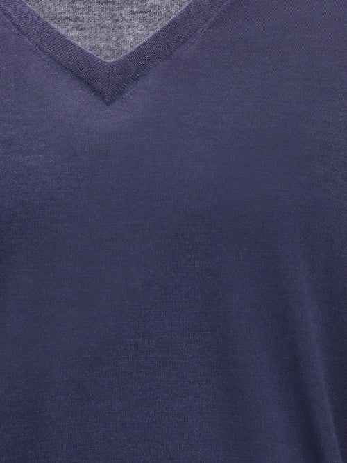 Brunello Cucinelli Ultrafine virgin wool Sweater - Navy+Grigio Dark