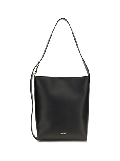 Jil Sander Cannolo leather Shoulder Bag - Black