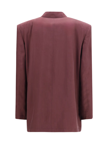 SAINT LAURENT Double-breasted fluid silk Blazer