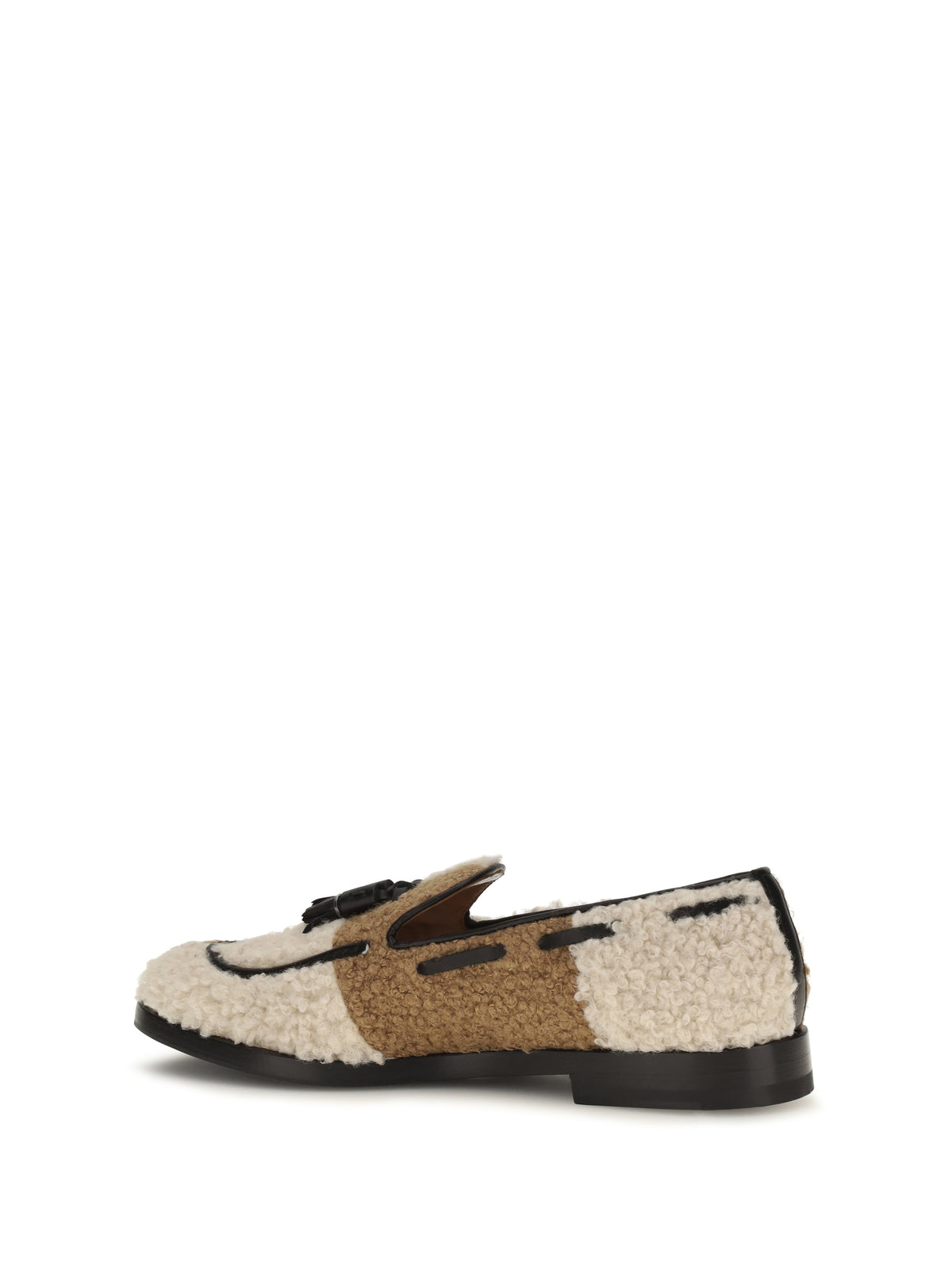 Fratelli Rossetti Two-tone bouclé-effect Loafers - Ivory /Noce