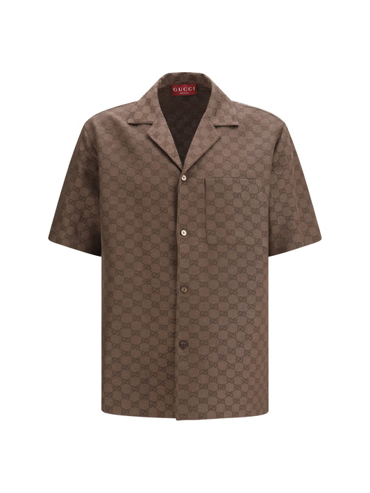 GUCCI GG linen blend bowling Shirt