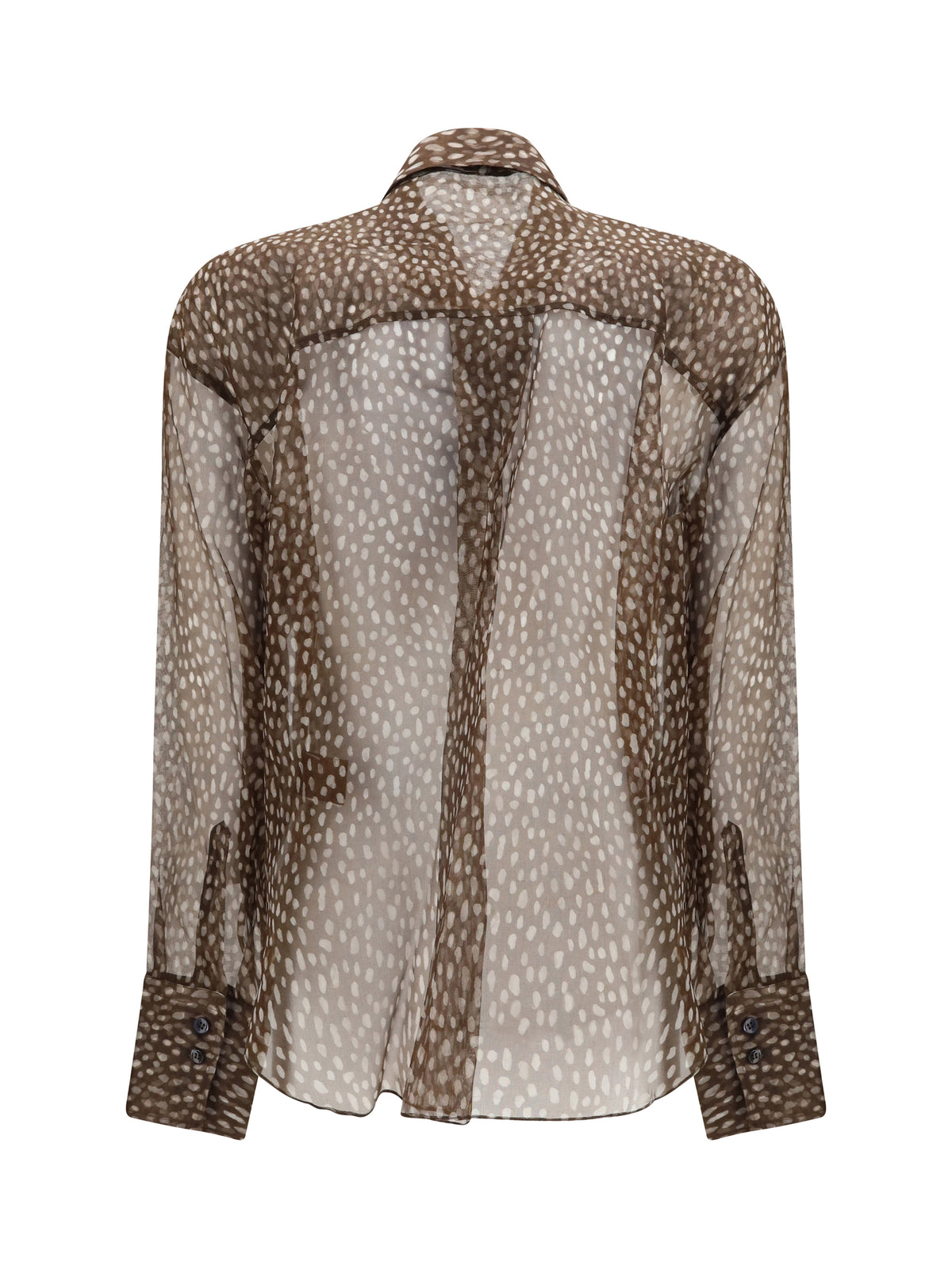 Brunello Cucinelli Dapple silk organza Shirt with neck tie - Cioccolato