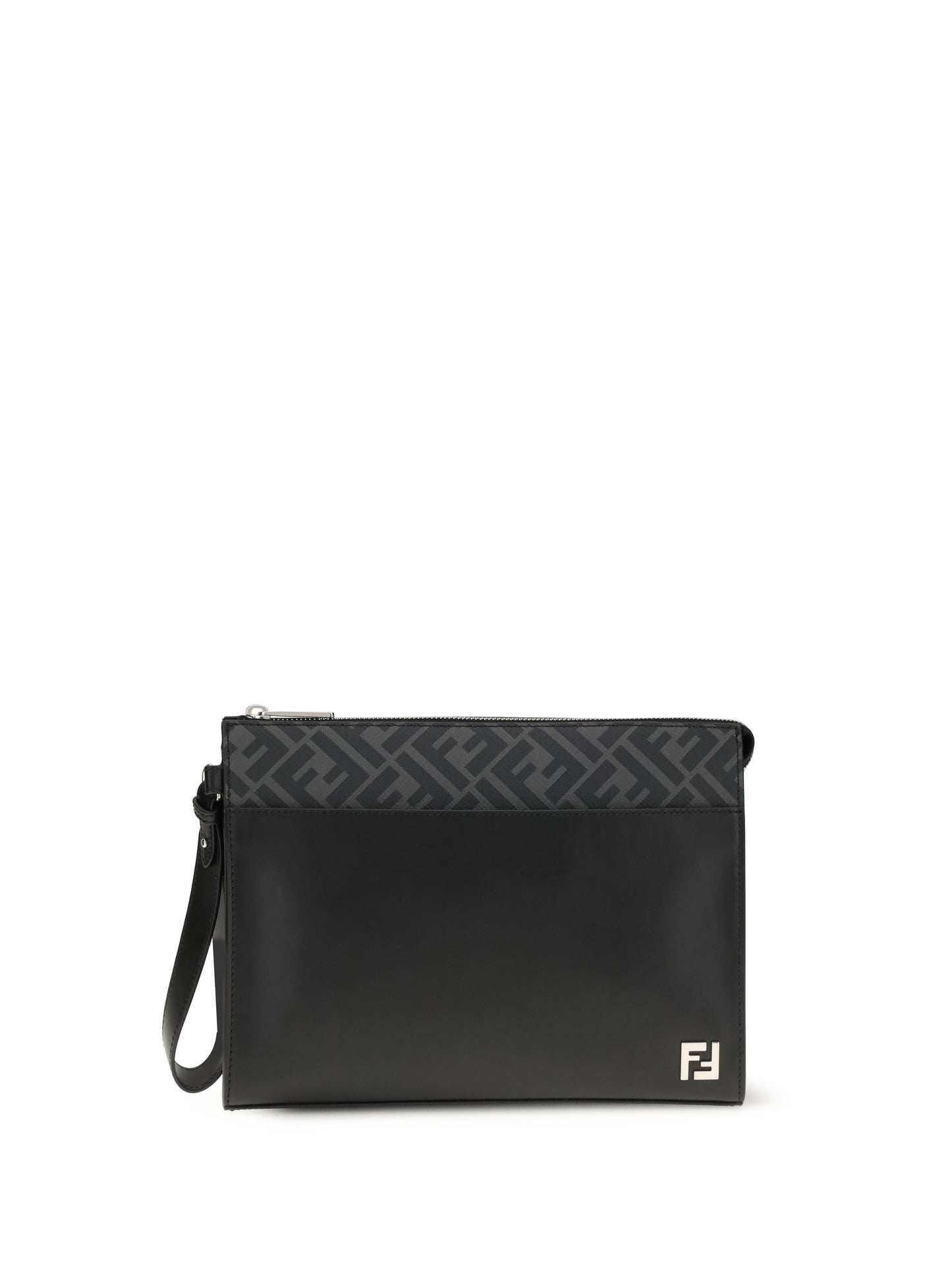 FENDI Leather FF canvas Pouch