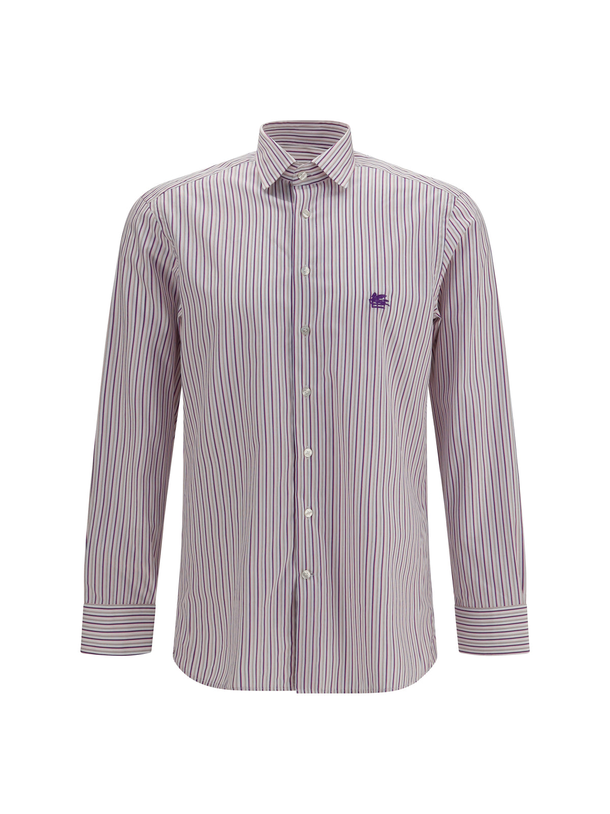 Etro Roma striped cotton Shirt with Pegaso logo - Var. Multicolor  F.Do Pink